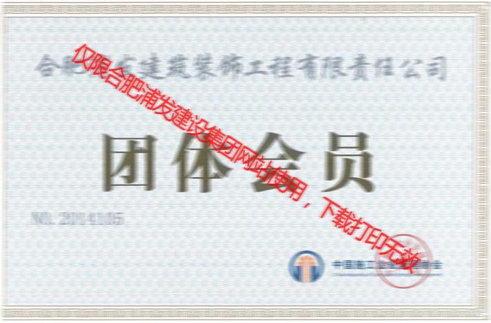中國(guó)施工企業(yè)管理協(xié)會(huì)團(tuán)體會(huì)員證2015